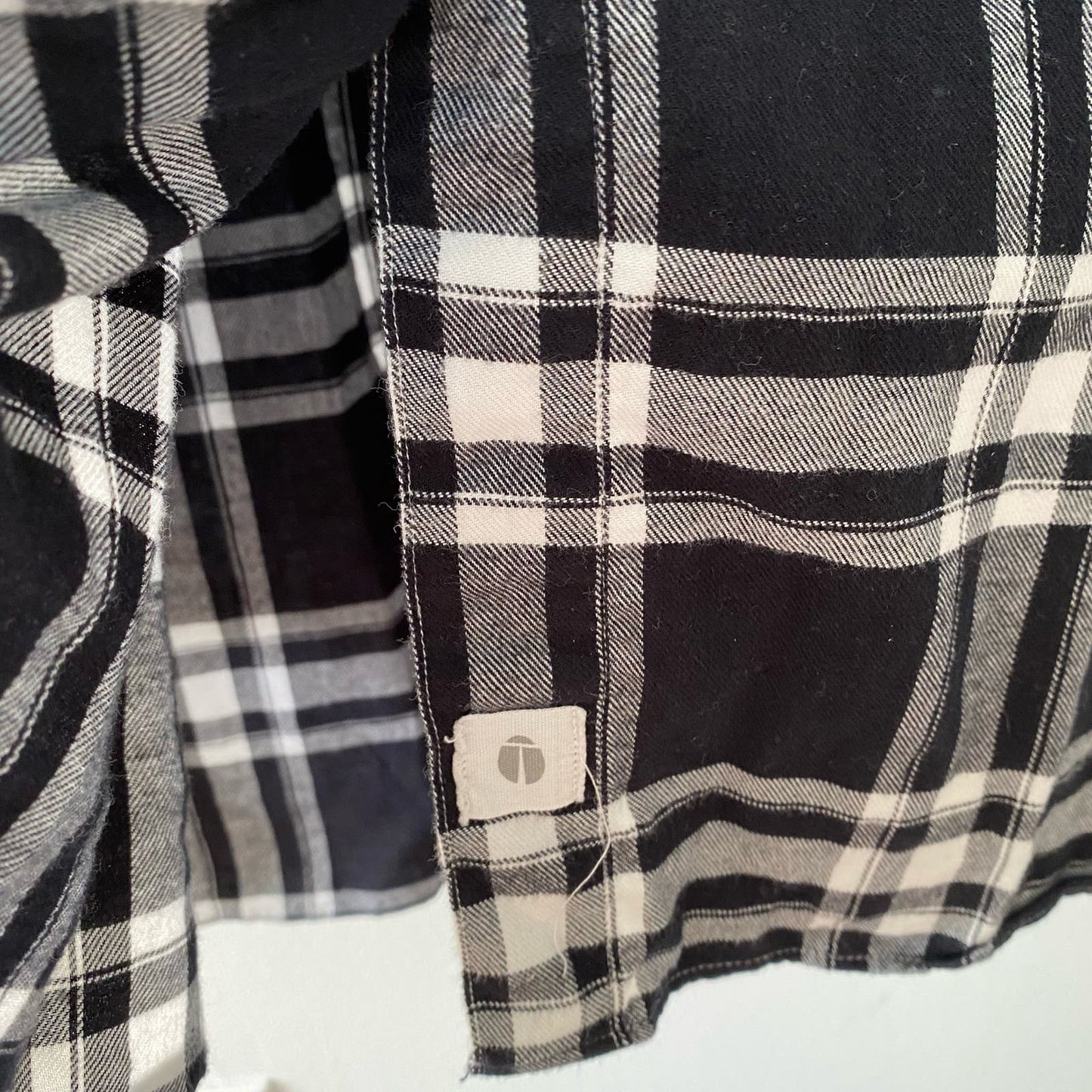 GRAYSON Black and White Cotton Flannel Long Sleeve Midi Shirt Dress