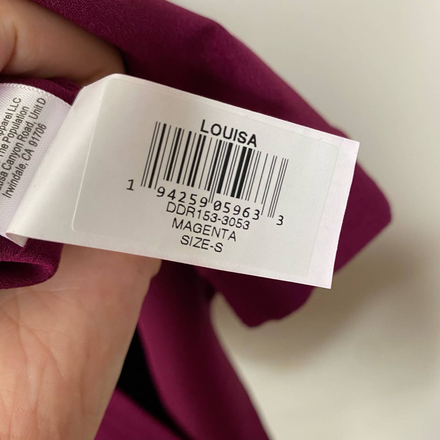 DRESS THE POPULATION Louisa Dark Magenta Deep V Butterfly Sleeve Dress Size Small NEW