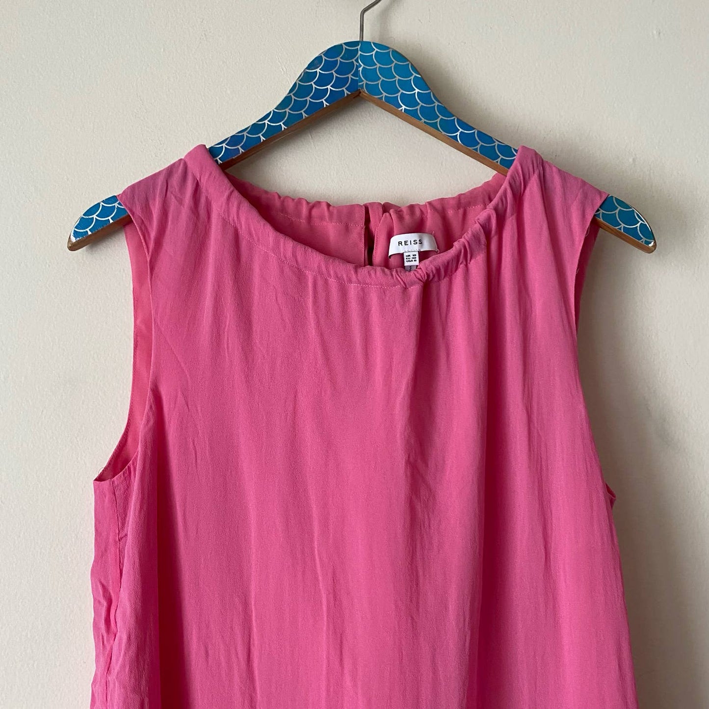 REISS Lena Pink Bow Detail Sleeveless Chiffon Top Size US 6