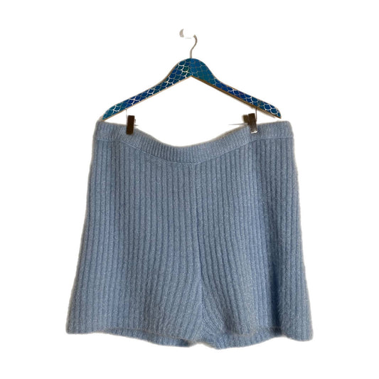 ELOQUII Light Blue Fuzzy Ribbed Sweater Lounge Shorts Size 22/24
