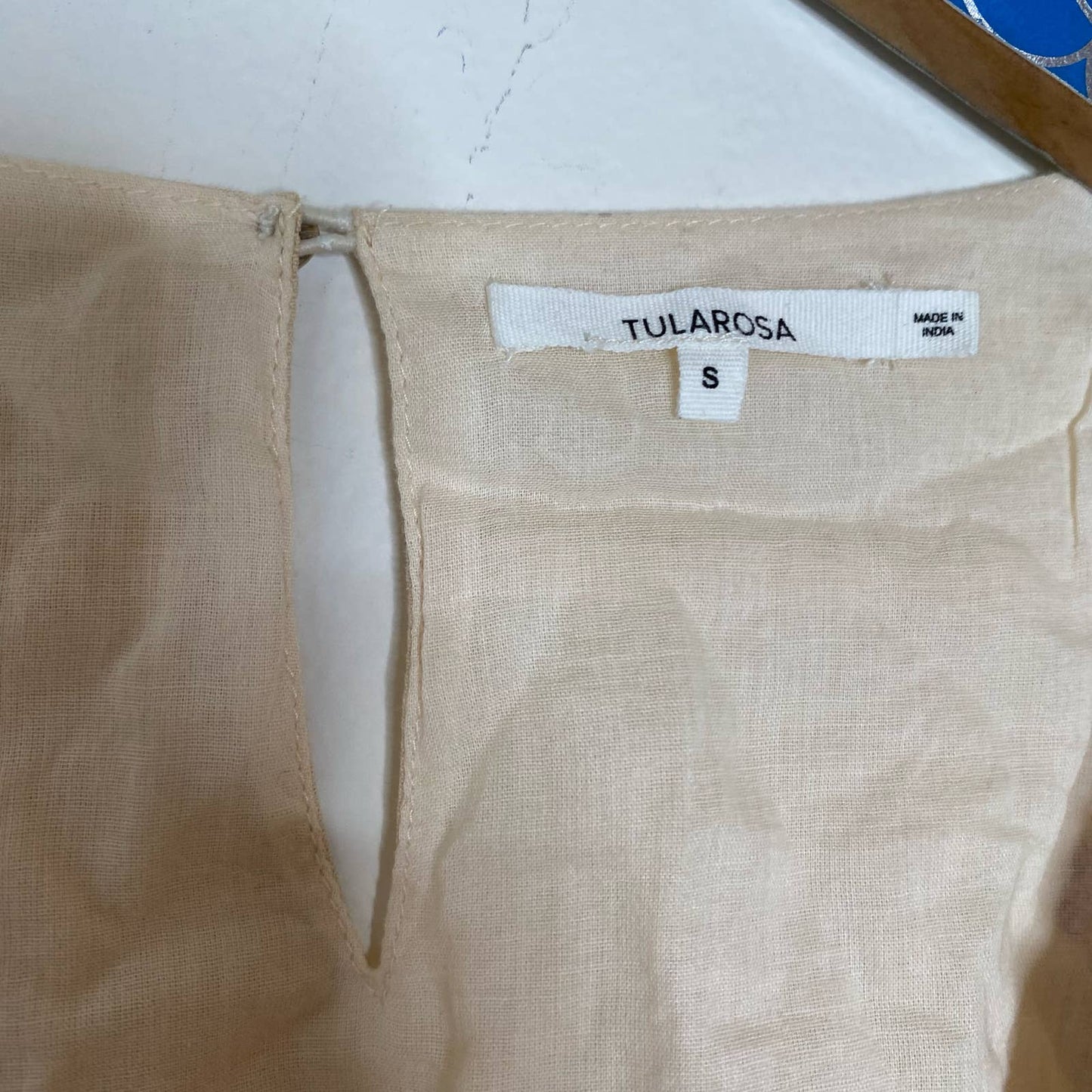 TULAROSA Ashby Floral Embroidered Faux Wrap Romper in Shell Size Small