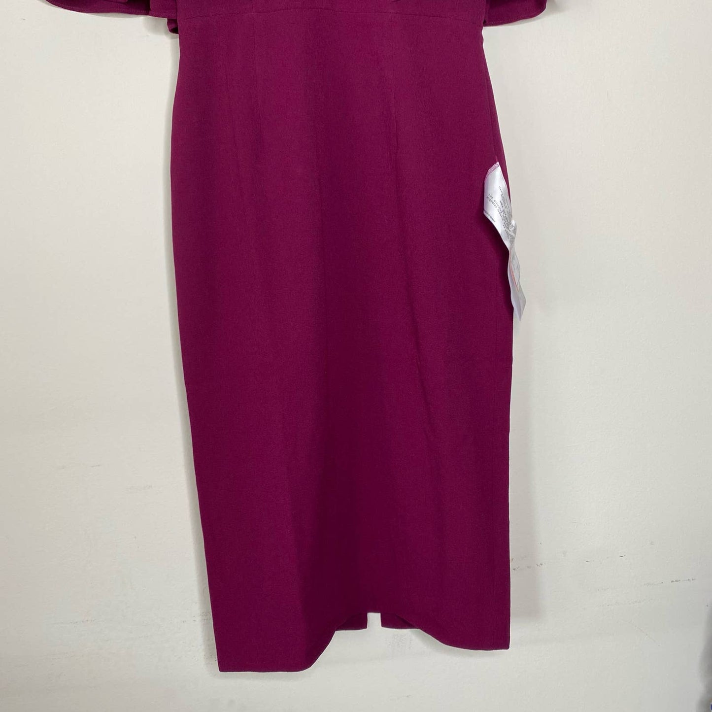DRESS THE POPULATION Louisa Dark Magenta Deep V Butterfly Sleeve Dress Size Small NEW