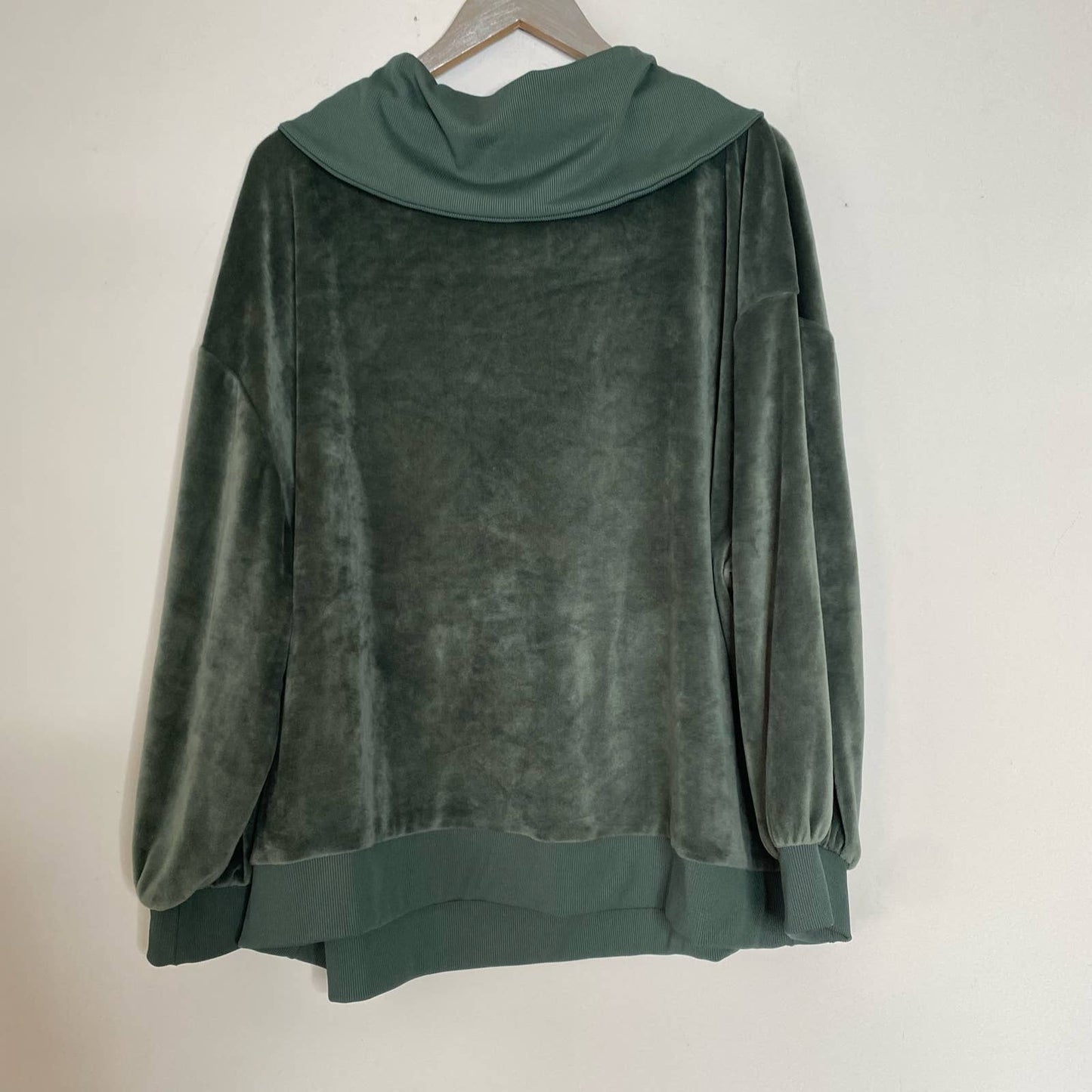 SUMMERSALT The Olive Green Plush Velour Half-Zip Pullover Size 2XL