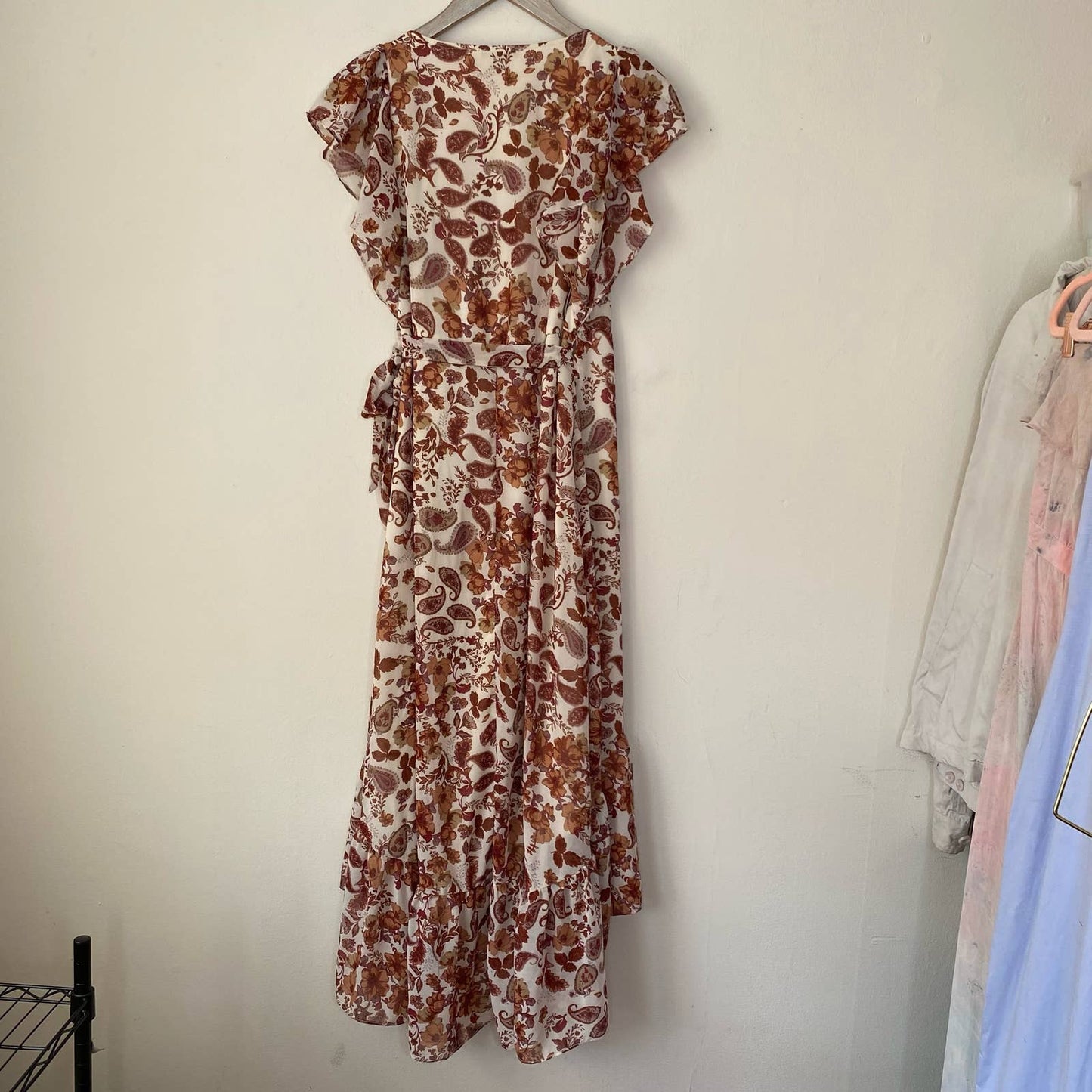 ANTHROPOLOGIE DREW Terra Vintage Garden Ruffle Wrap Dress Size Small