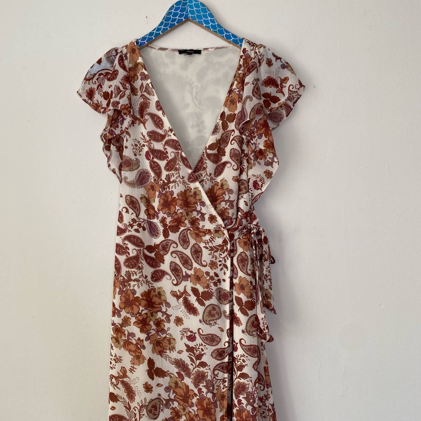 ANTHROPOLOGIE DREW Terra Vintage Garden Ruffle Wrap Dress Size Small