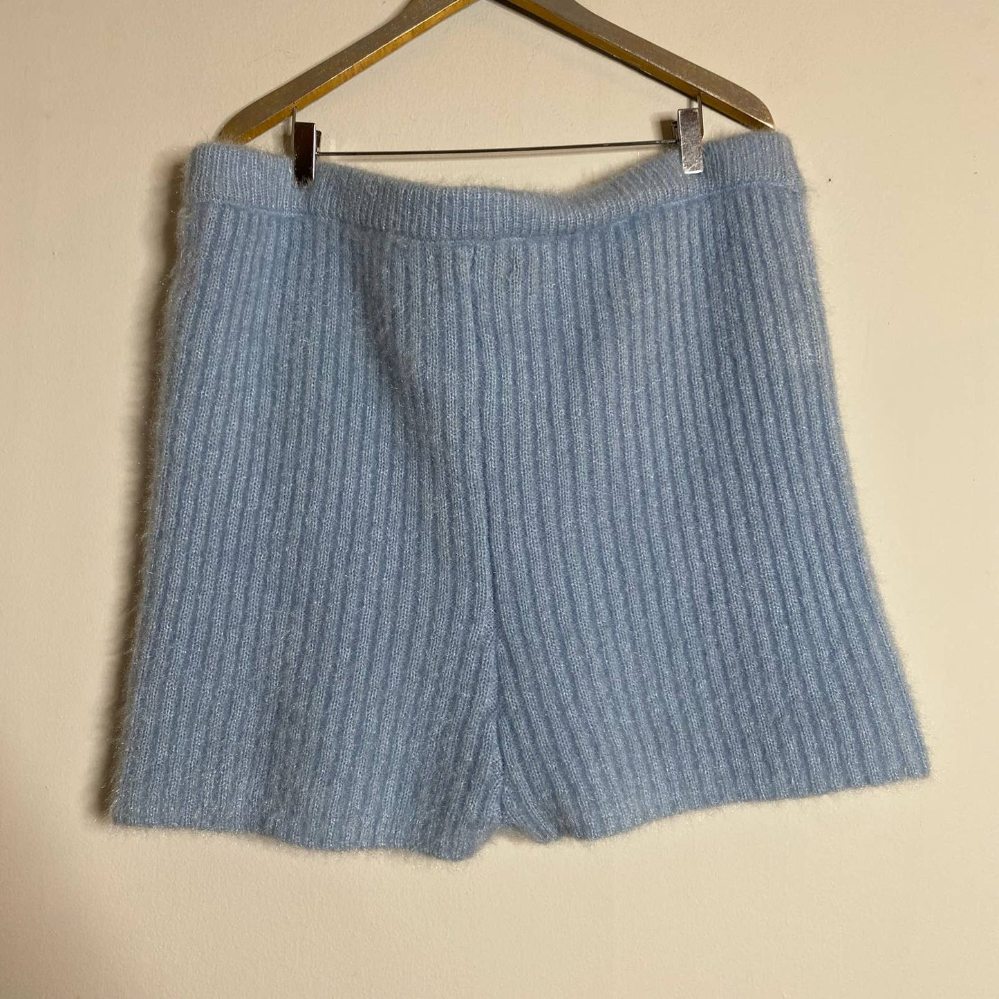ELOQUII Light Blue Fuzzy Ribbed Sweater Lounge Shorts Size 22/24