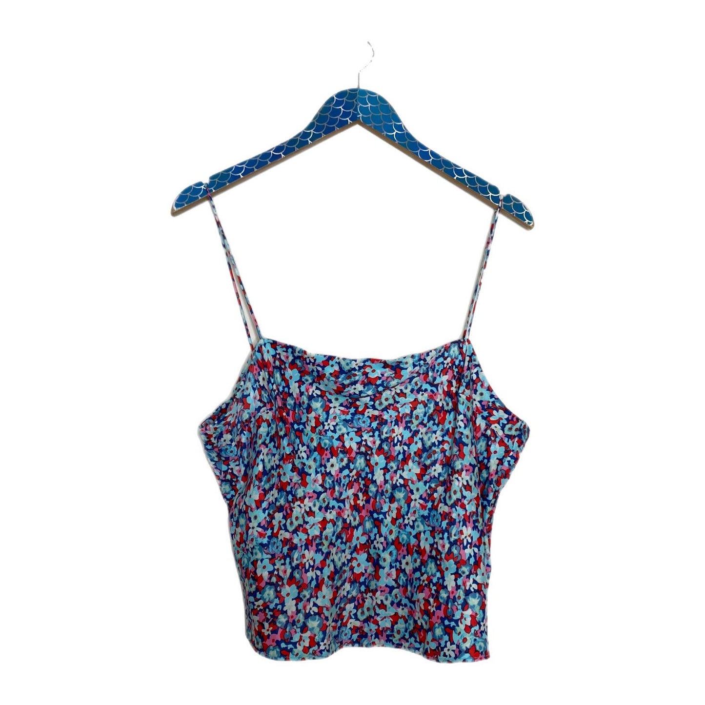 ROTATE Birger Christensen Cropped Floral-Print Satin Camisole Size US 10