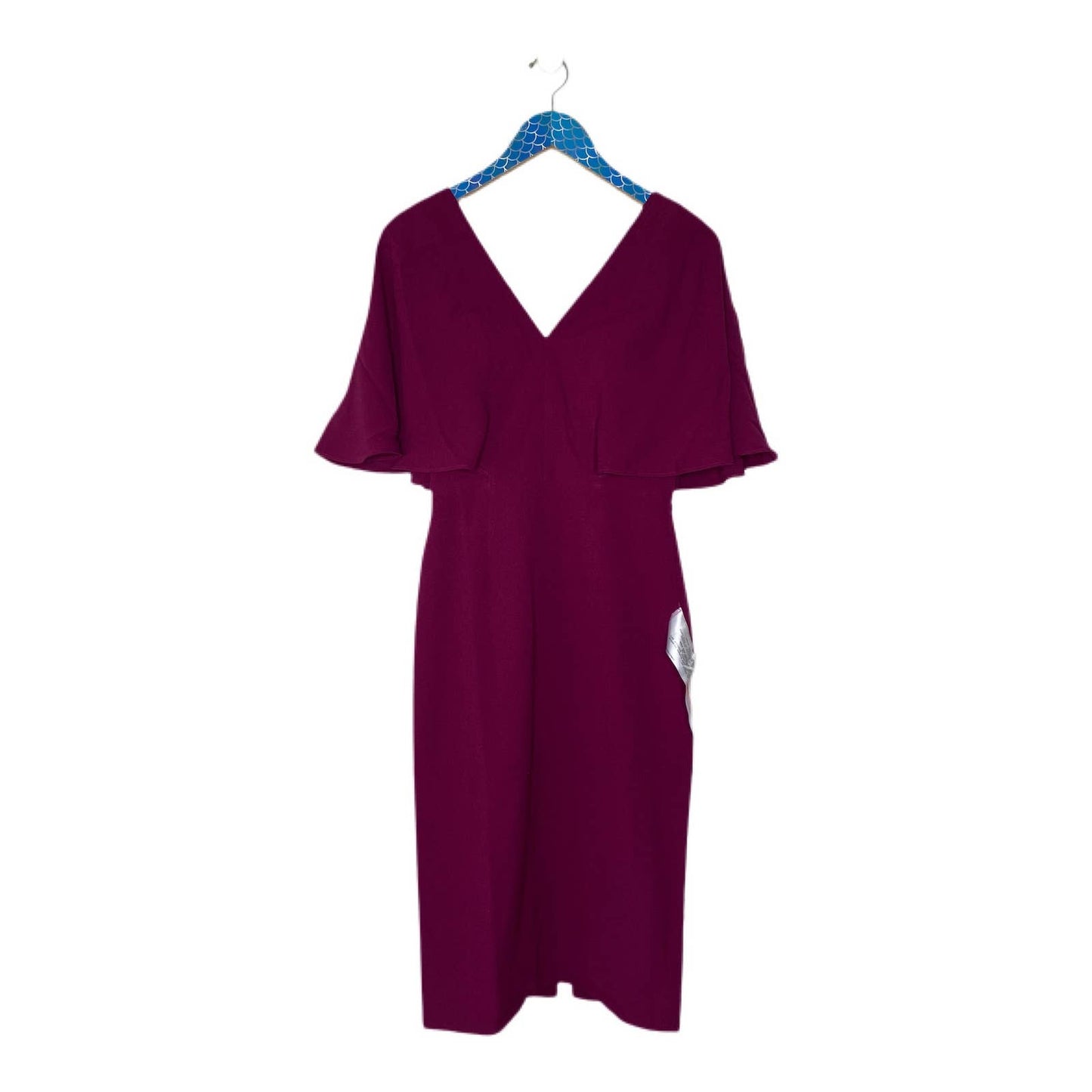 DRESS THE POPULATION Louisa Dark Magenta Deep V Butterfly Sleeve Dress Size Small NEW