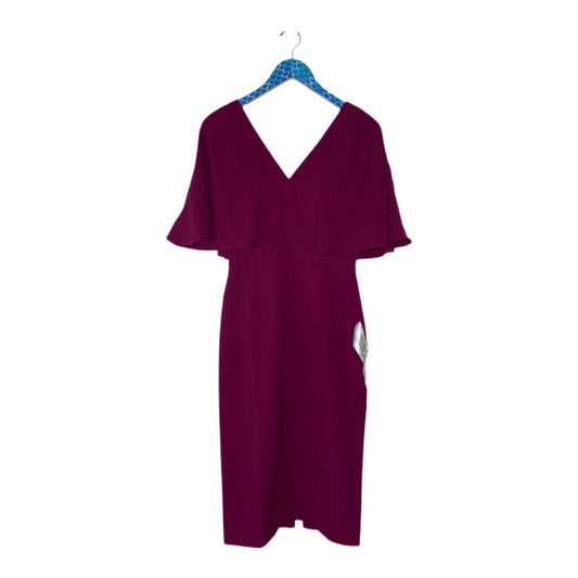 DRESS THE POPULATION Louisa Dark Magenta Deep V Butterfly Sleeve Dress Size Small NEW