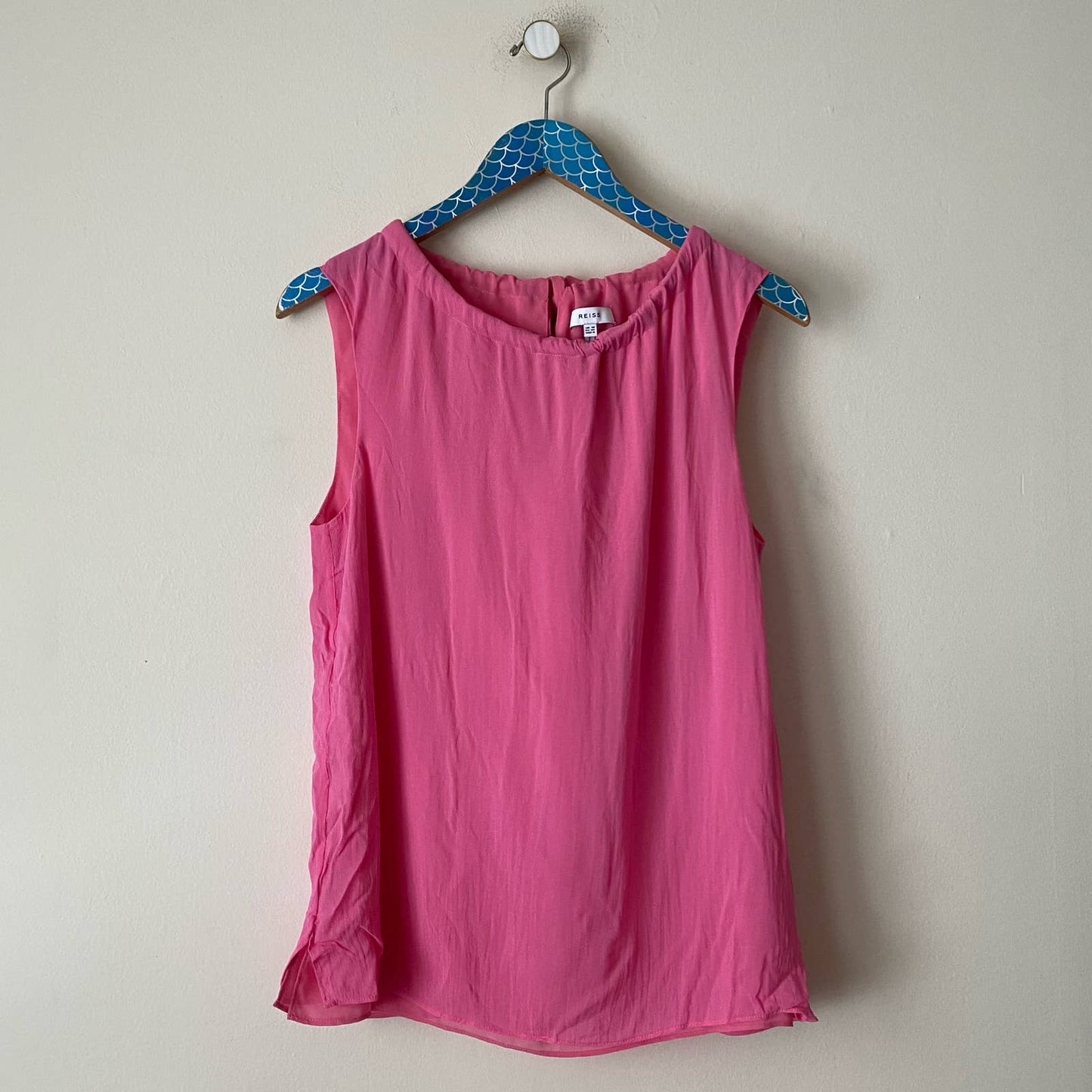 REISS Lena Pink Bow Detail Sleeveless Chiffon Top Size US 6