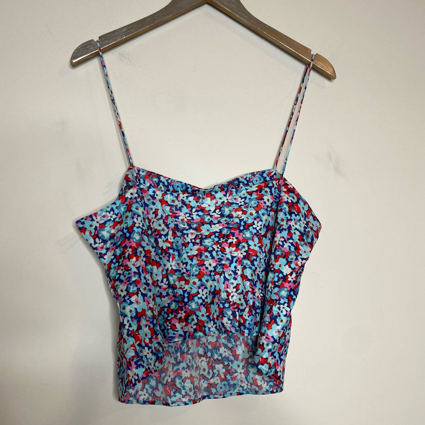 ROTATE Birger Christensen Cropped Floral-Print Satin Camisole Size US 10
