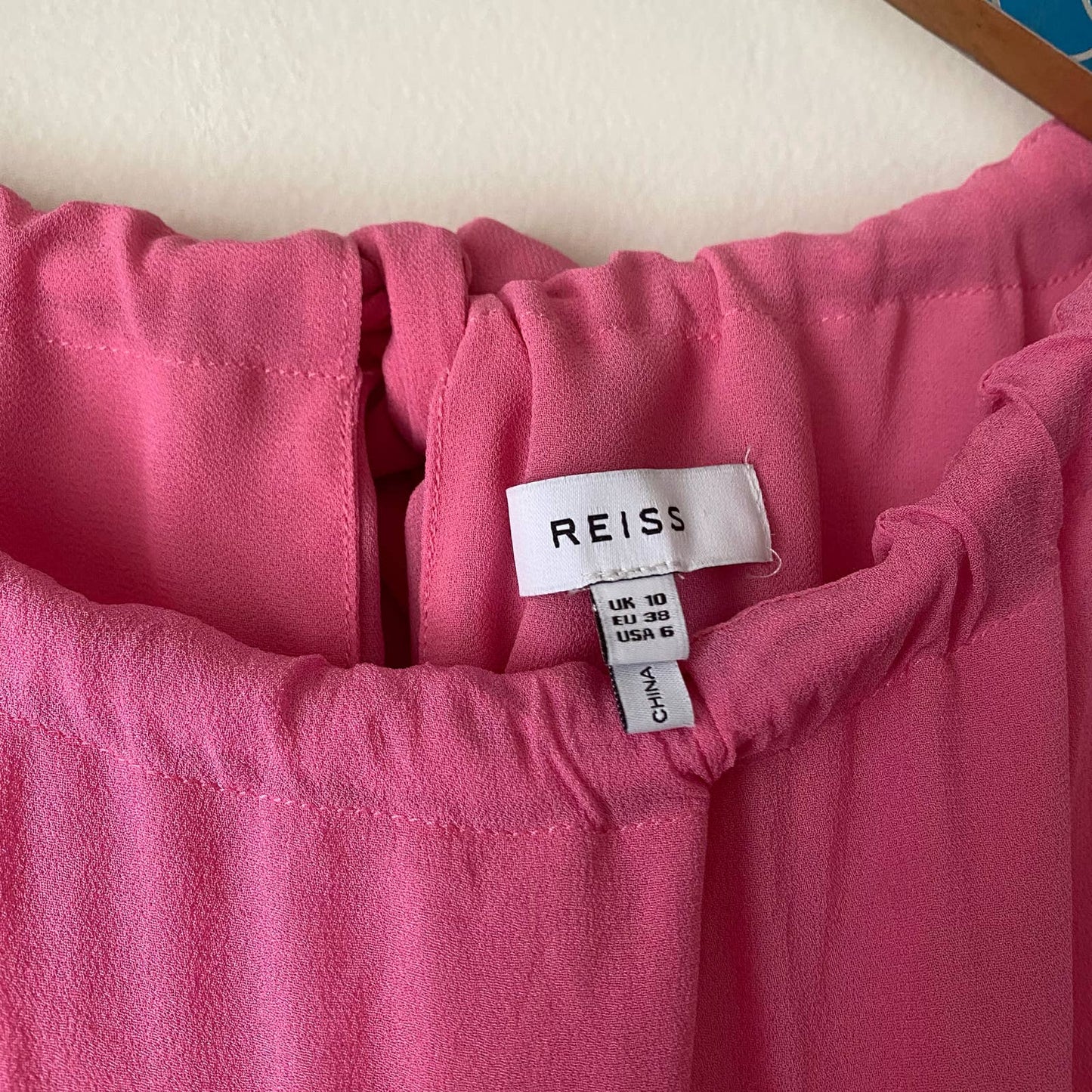 REISS Lena Pink Bow Detail Sleeveless Chiffon Top Size US 6