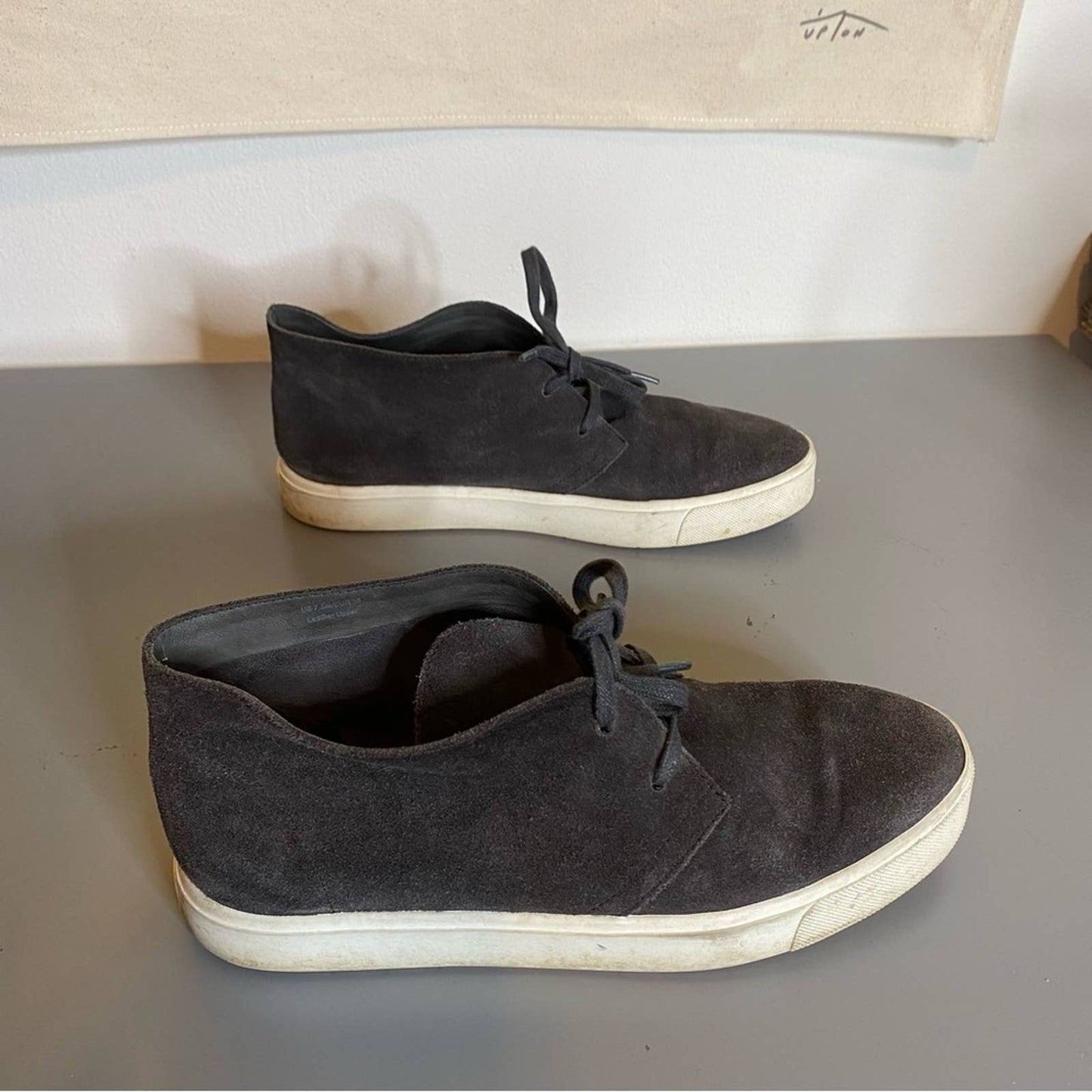 VINCE Dark Gray Suede Lace Up High Top Sneakers Sz 7.5