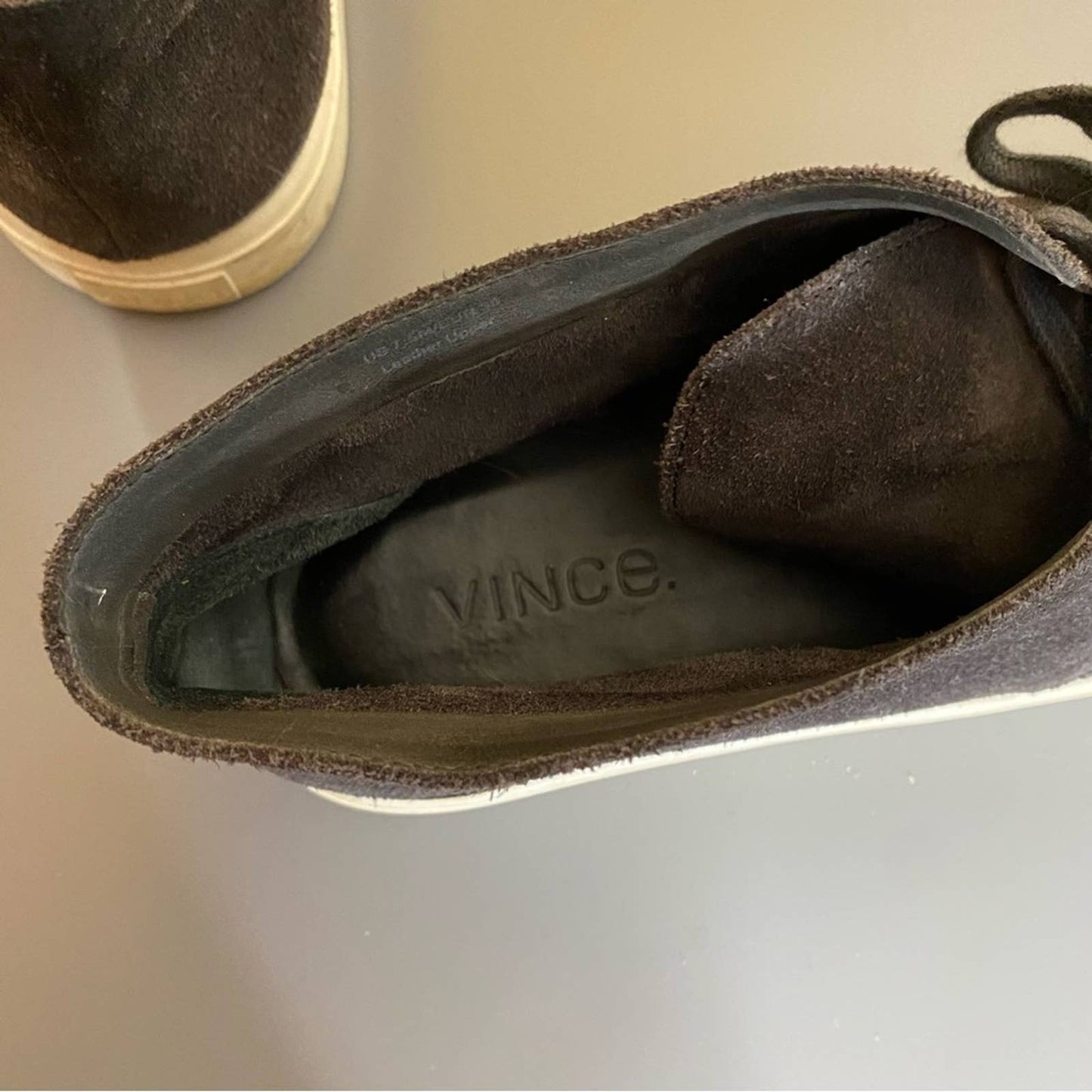 VINCE Dark Gray Suede Lace Up High Top Sneakers Sz 7.5