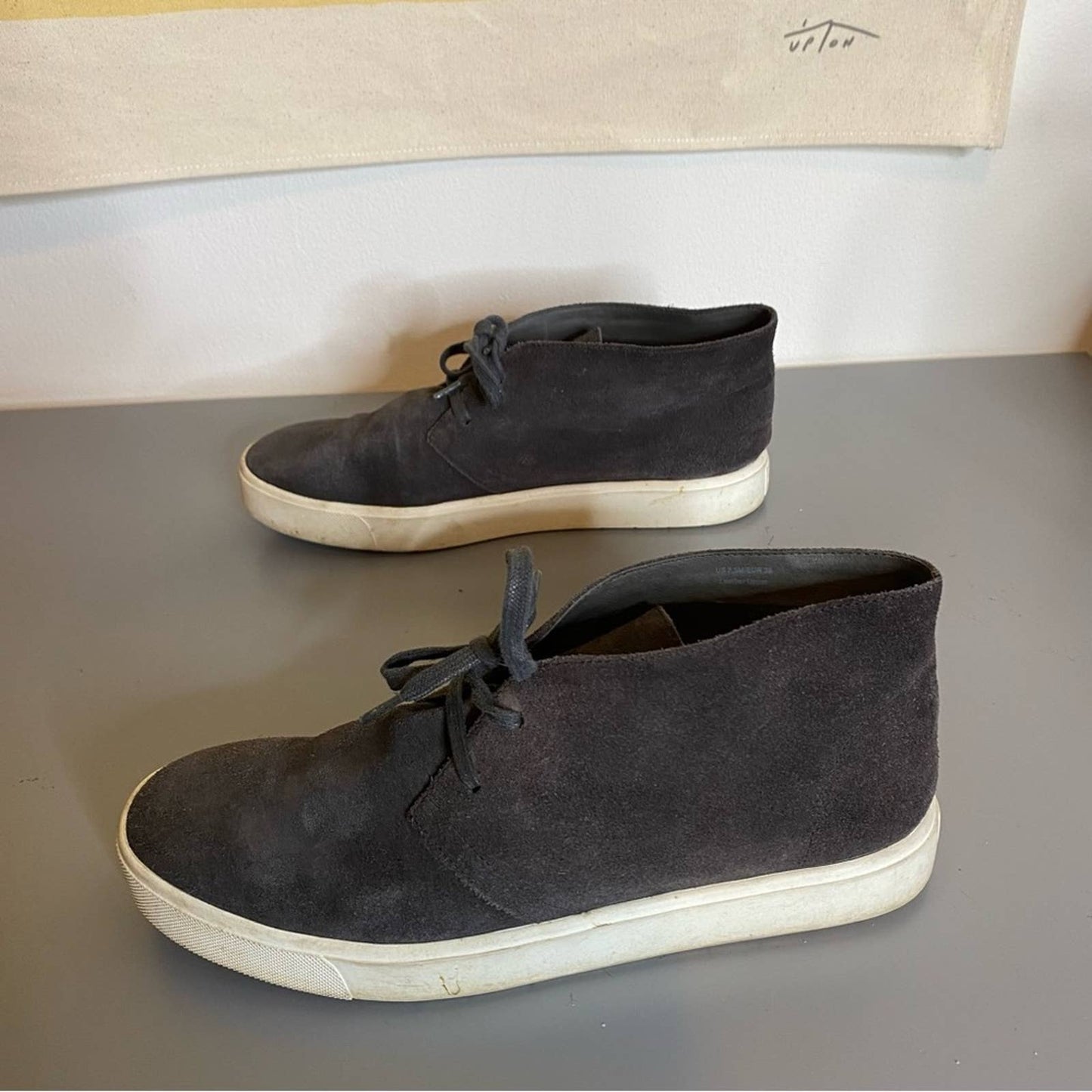 VINCE Dark Gray Suede Lace Up High Top Sneakers Sz 7.5