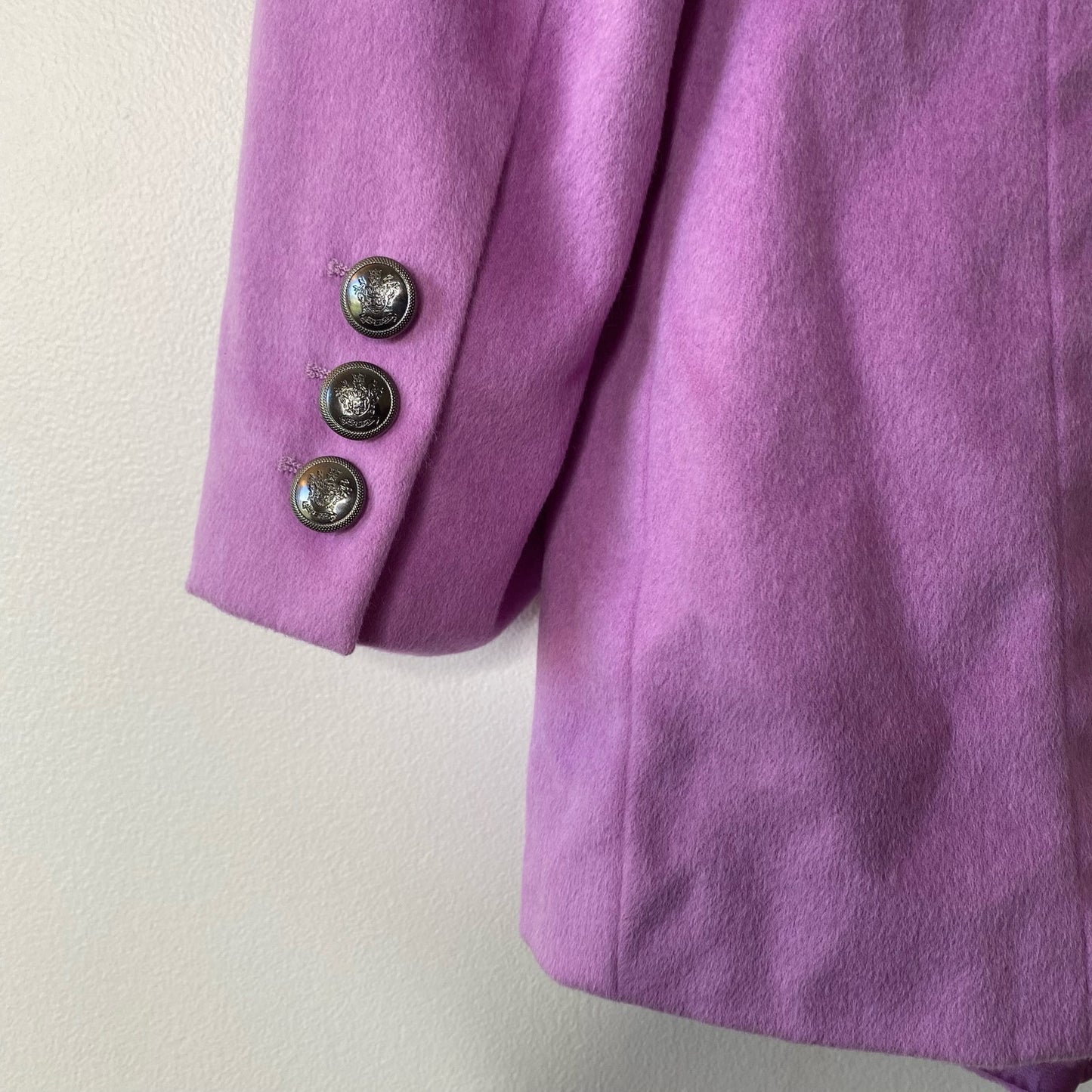 ESCADA Purple Piacenza Orylactus Italian Rabbit Wool Embellished Button Blazer Size Large