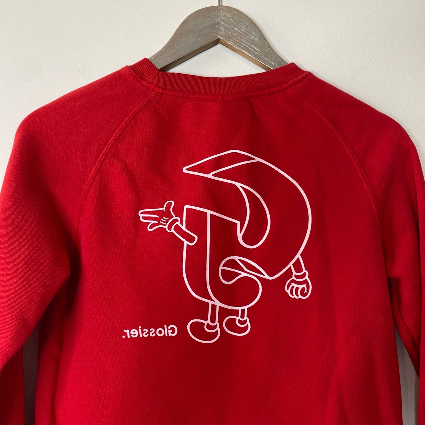 GLOSSIER Red G Pal Graphic Limited Edition Cozy Crewneck Pullover Sweatshirt Size XS