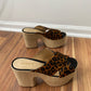 SCHUTZ Lora Wedge Platform Slide Sandals Sandstone Leopard Size 7.5