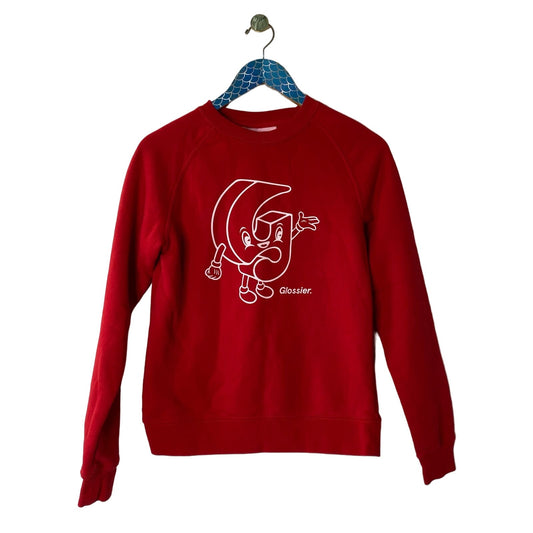 GLOSSIER Red G Pal Graphic Limited Edition Cozy Crewneck Pullover Sweatshirt Size XS