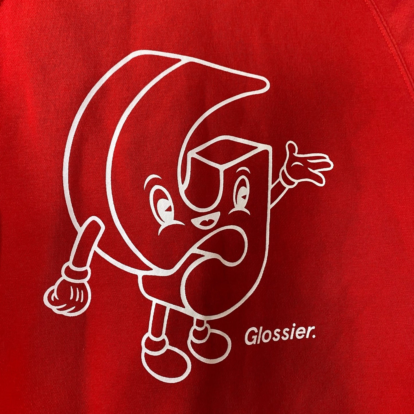 GLOSSIER Red G Pal Graphic Limited Edition Cozy Crewneck Pullover Sweatshirt Size XS