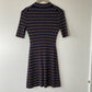 THEORY High Neck Mini Dress in Multicolor Stripe Rib Knit Size Small