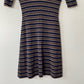 THEORY High Neck Mini Dress in Multicolor Stripe Rib Knit Size Small