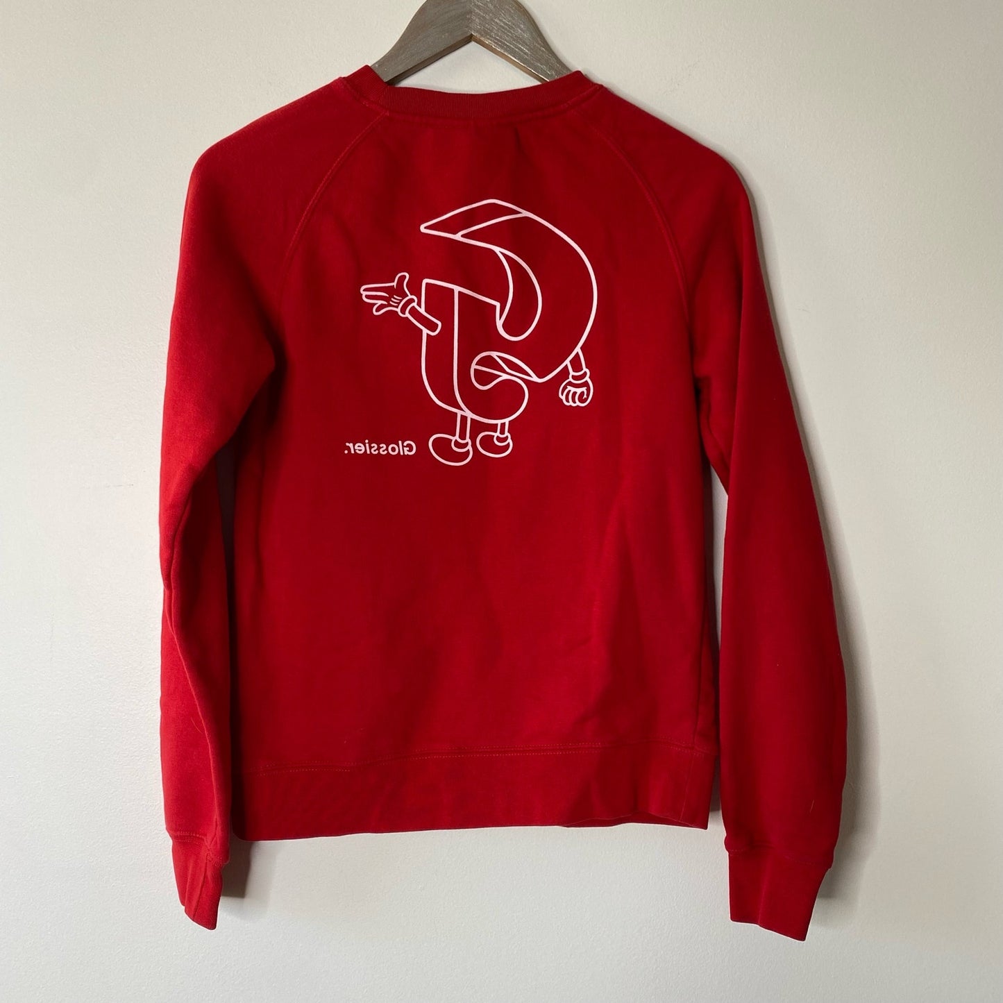 GLOSSIER Red G Pal Graphic Limited Edition Cozy Crewneck Pullover Sweatshirt Size XS