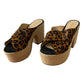 SCHUTZ Lora Wedge Platform Slide Sandals Sandstone Leopard Size 7.5