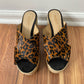 SCHUTZ Lora Wedge Platform Slide Sandals Sandstone Leopard Size 7.5