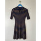 THEORY High Neck Mini Dress in Multicolor Stripe Rib Knit Size Small