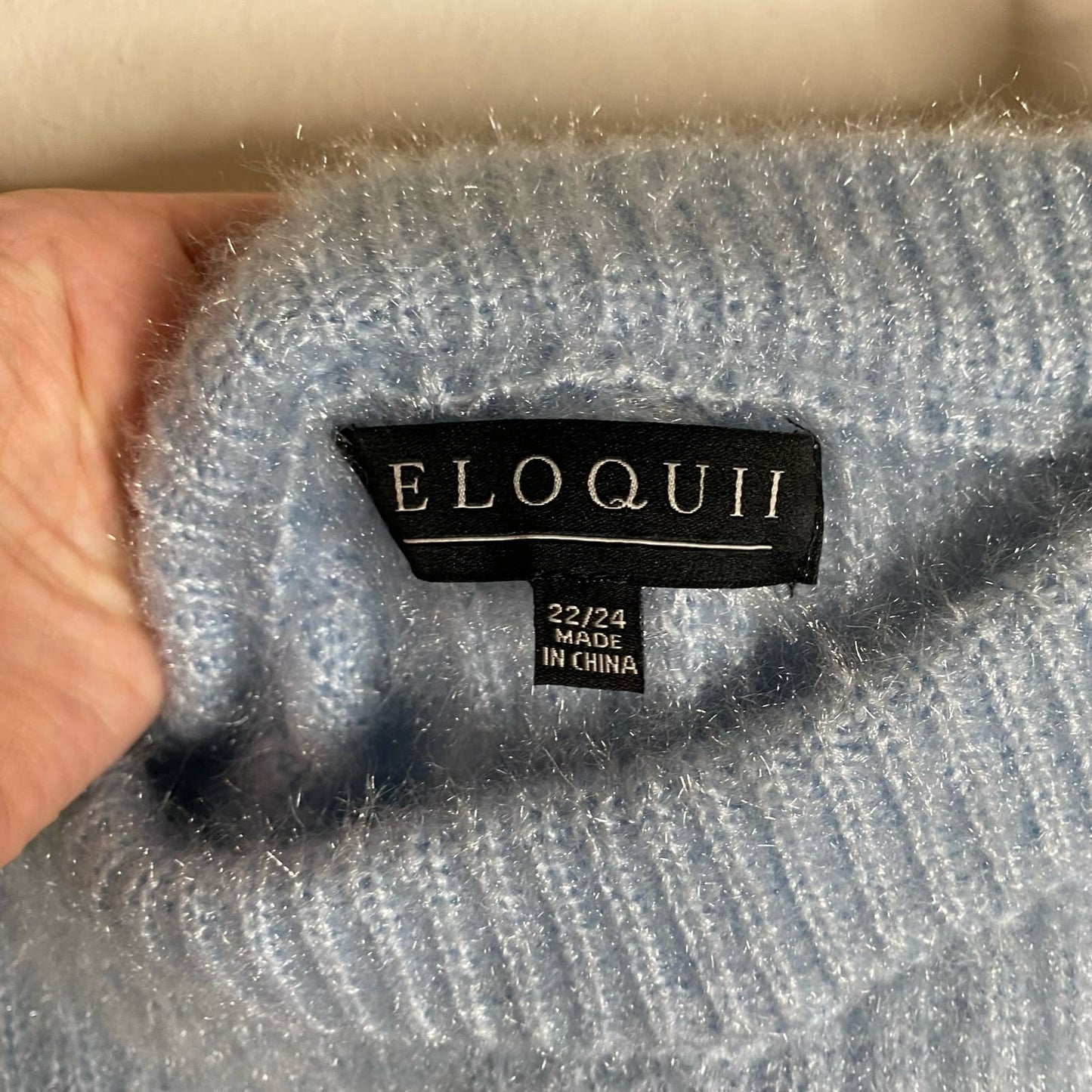 ELOQUII Light Blue Fuzzy Ribbed Sweater Lounge Shorts Size 22/24