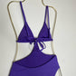 ONIA Purple Rose Crystal-Embellished Cut Out One Piece Swimsuit Size XS NEW