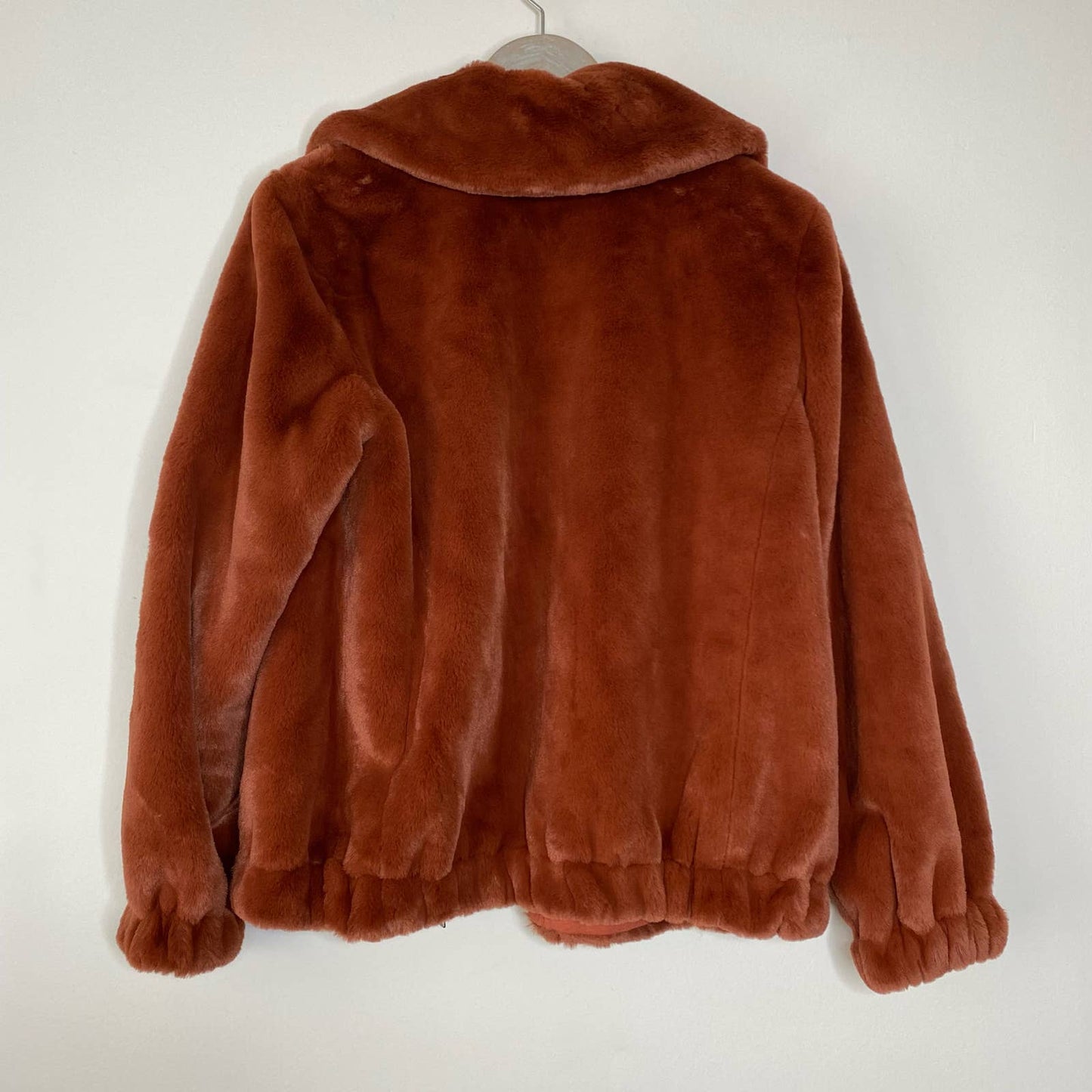 REBECCA TAYLOR Plush Spice Copper Red Spread Collar Coat Size Large NEW